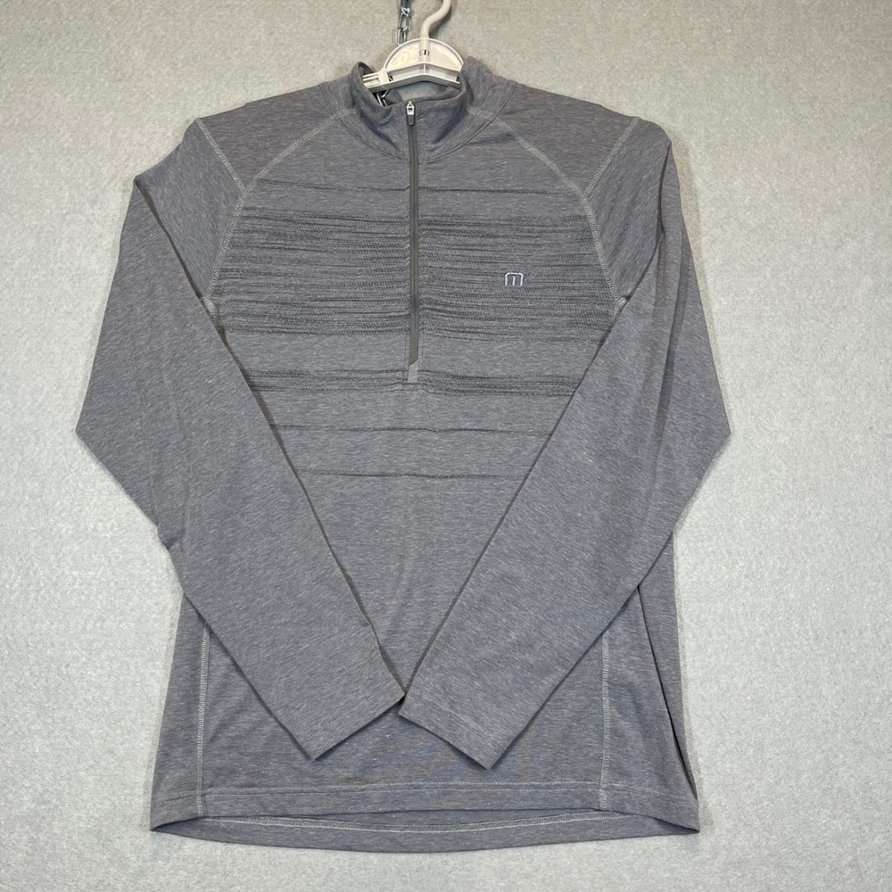 Travis Mathew Sweatshirt Men Medium Gray Heather 1/4 Zip Golf Casual Stretch Top